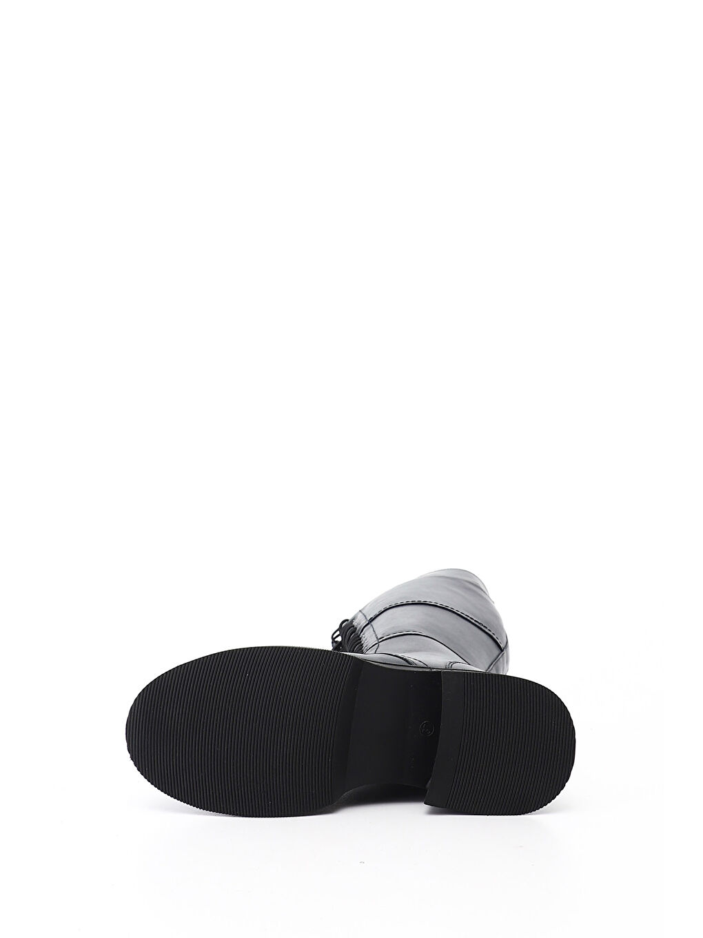 Lacivert Kadın AÇIK LACİVERT Fermuarlı Kalın Topuklu Hakiki Deri Postal Çizme-3