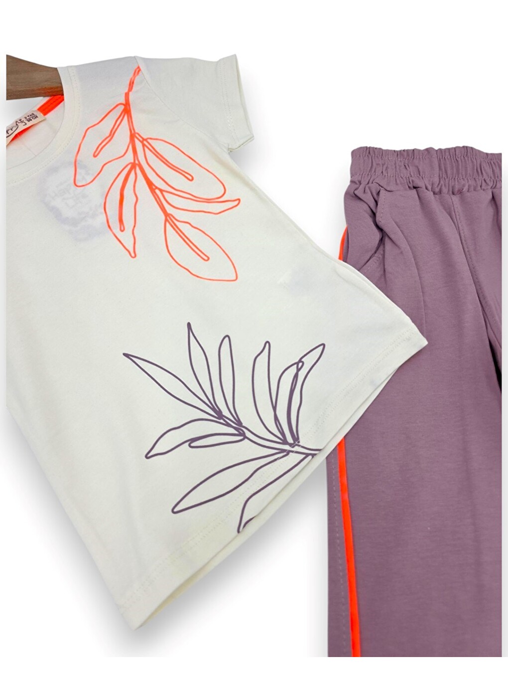 Pembe Kız Çocuk Yazlık 2-3-4-5-6 Yaş Pantolunlu T-shirtlü 2'li Yazlık Takım-4