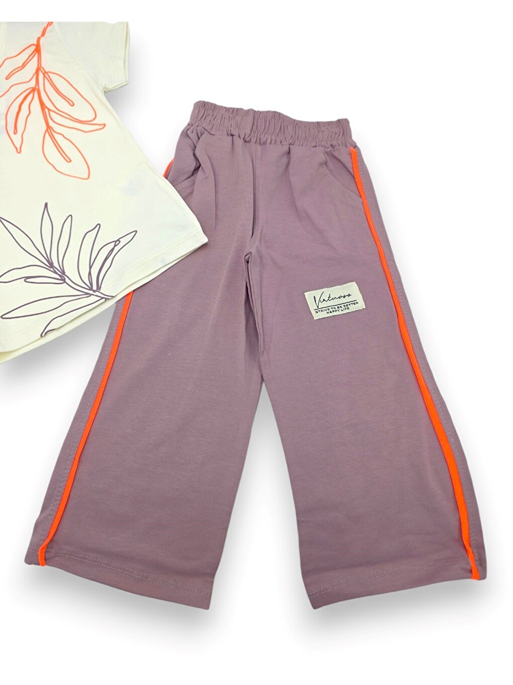 Pembe Kız Çocuk Yazlık 2-3-4-5-6 Yaş Pantolunlu T-shirtlü 2'li Yazlık Takım-6
