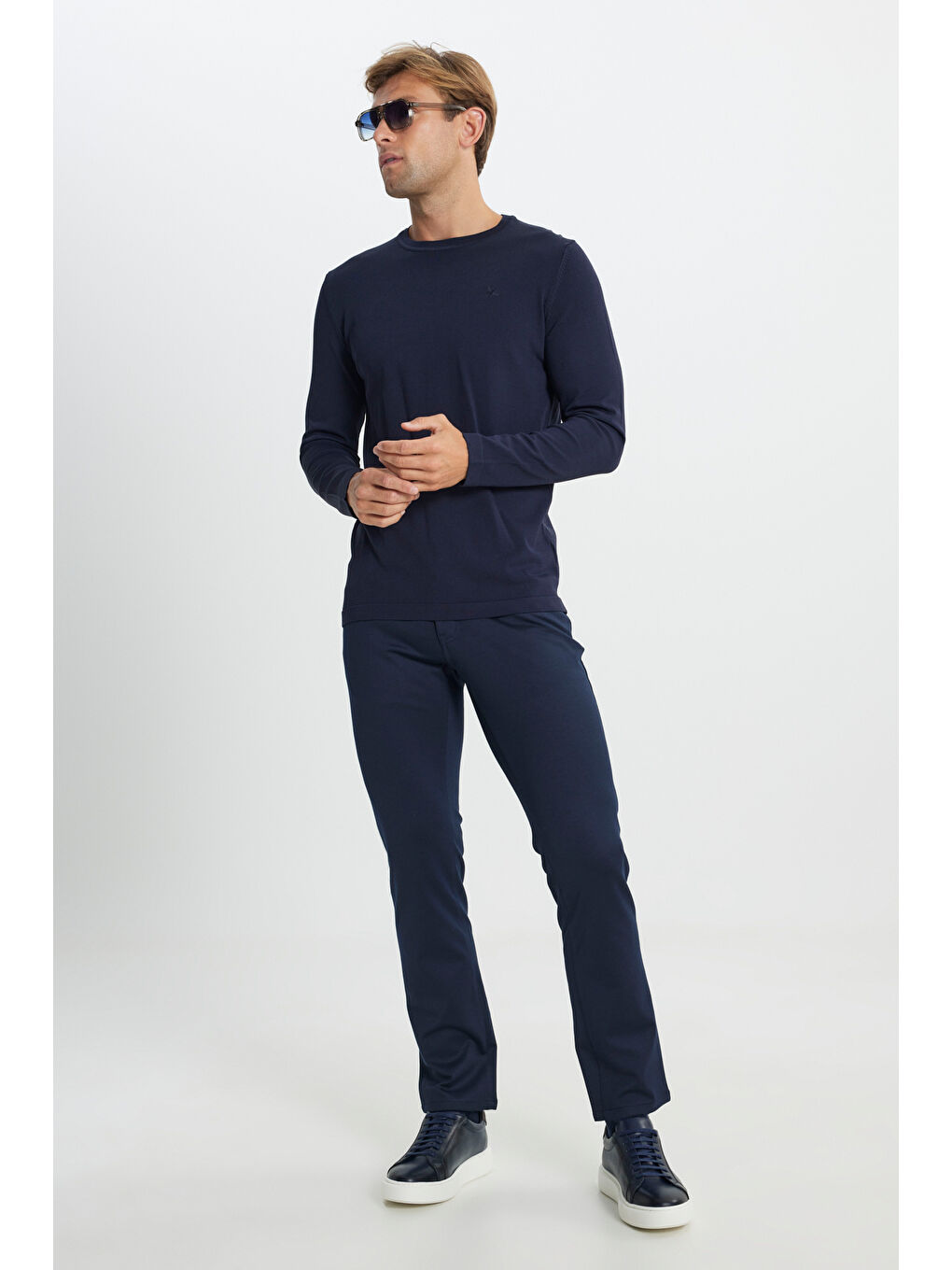 Erkek Lacivert Slim Fit Dar Kesim 5 Cep Esnek Casual Pantolon-2