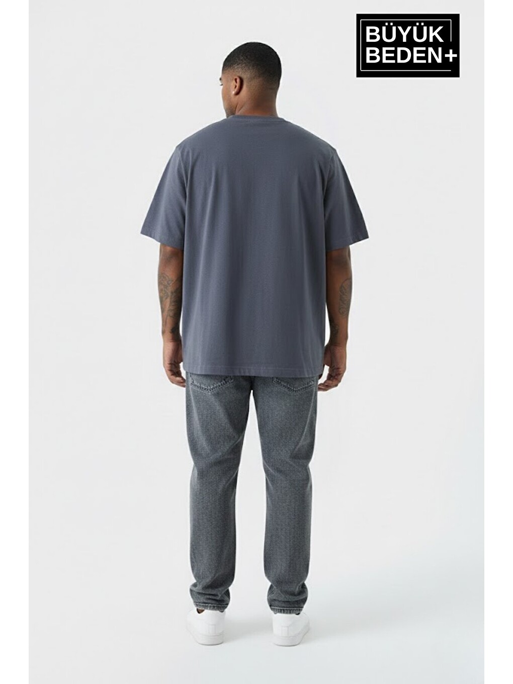 Gri Erkek Büyük Beden NY New York Baskılı 3xl-6xl Bisiklet Yaka Tshırt SPR26BTS510-15-2