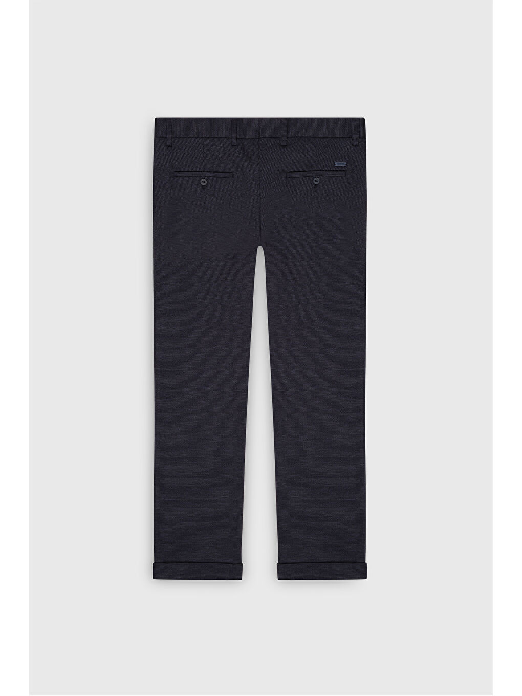 Erkek Lacivert Yünlü Slim Fit Dar Kesim Desenli Yan Cep Pantolon-8