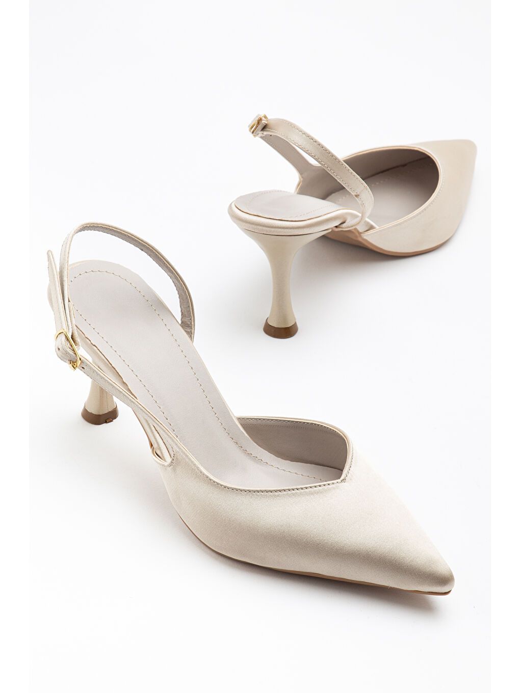 Bej Rives Günlük Ortopedik Kadın Klasik Topuklu Ayakkabı-2