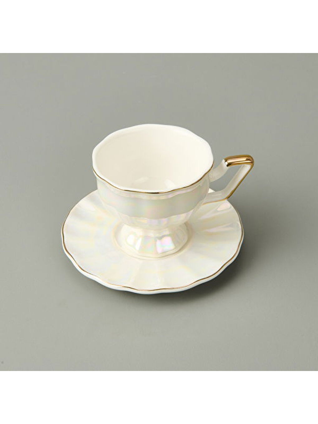 Kitchen 4 Parça Lüsterli Fincan Seti - Beyaz-1