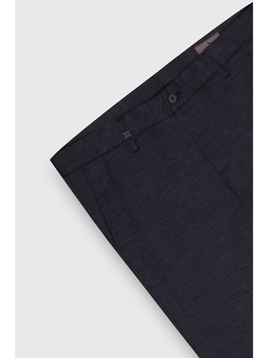 Erkek Lacivert Yünlü Slim Fit Dar Kesim Desenli Yan Cep Pantolon-9