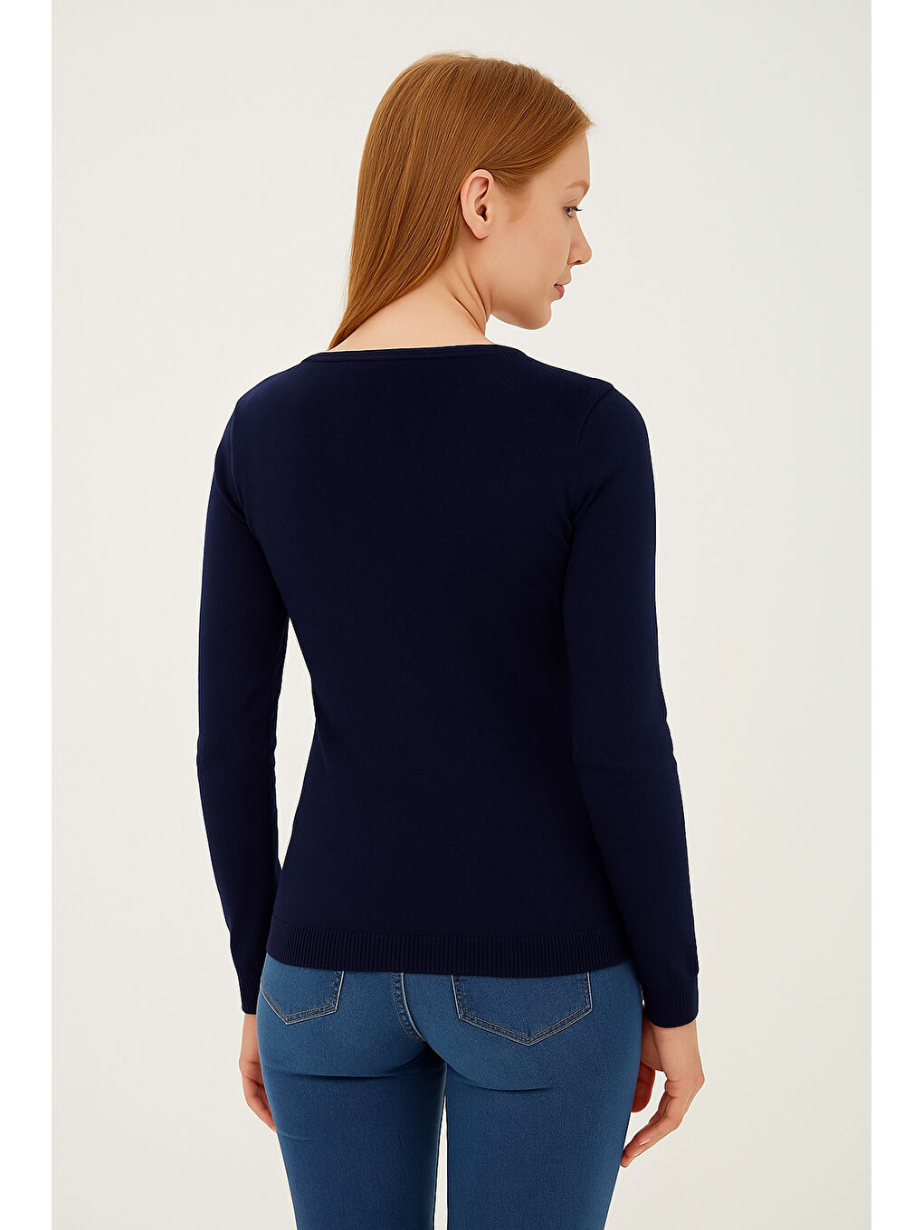 Lacivert Regular Fit Bisiklet Yaka Kazak 25K0777K1-2