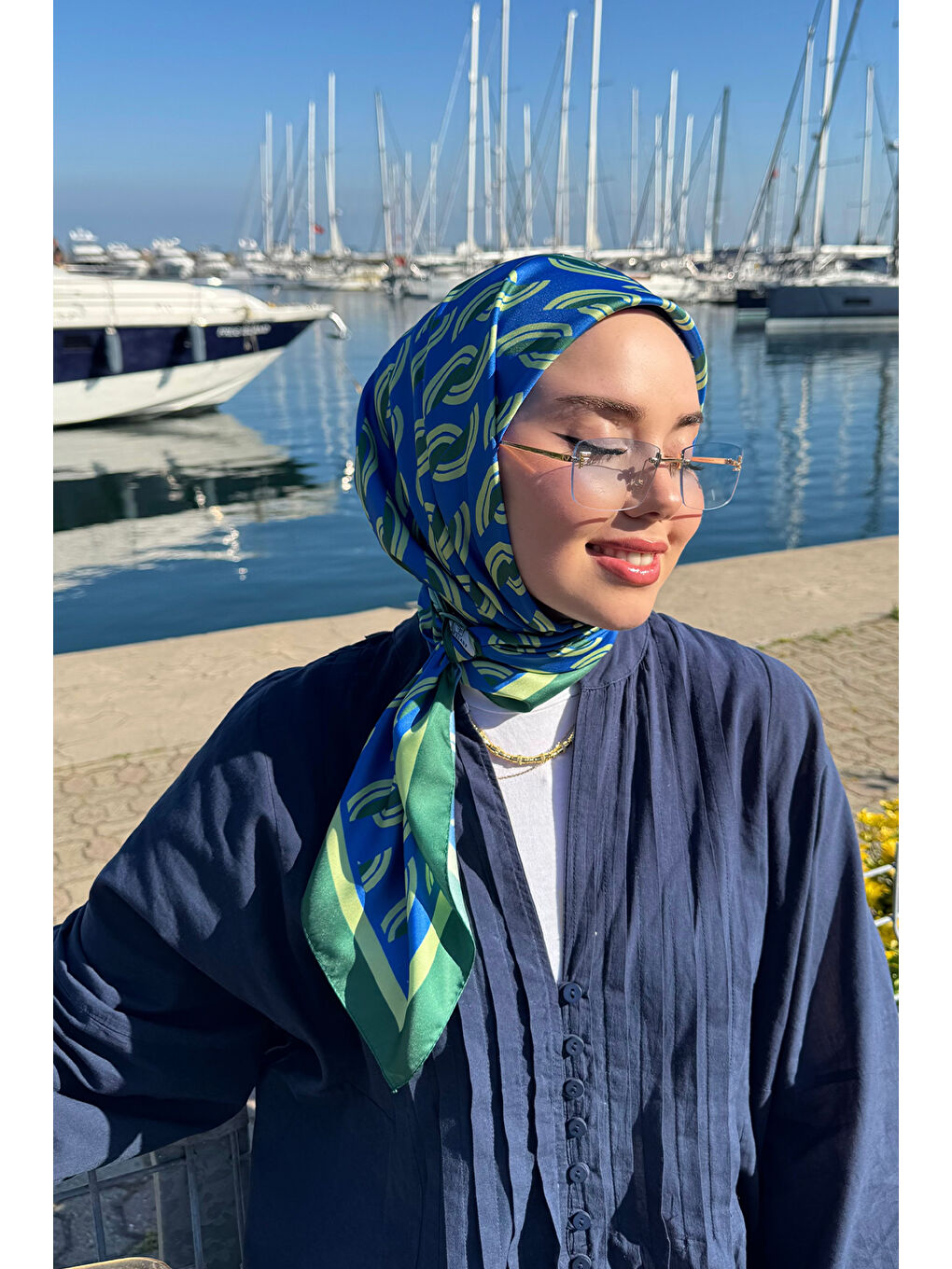 Yeşil Twill İpek Eşarp Aura Zümrüt-7