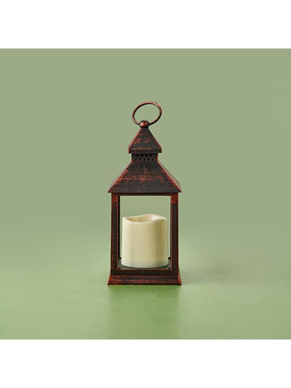 Karışık Led Mumlu Fener - Eskitme - 10x10x23,5 cm-1