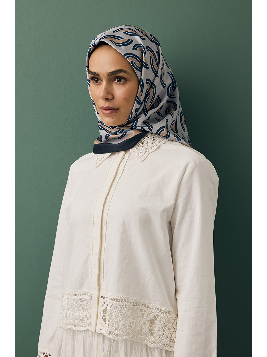 Twill İpek Eşarp Aura Bej-1