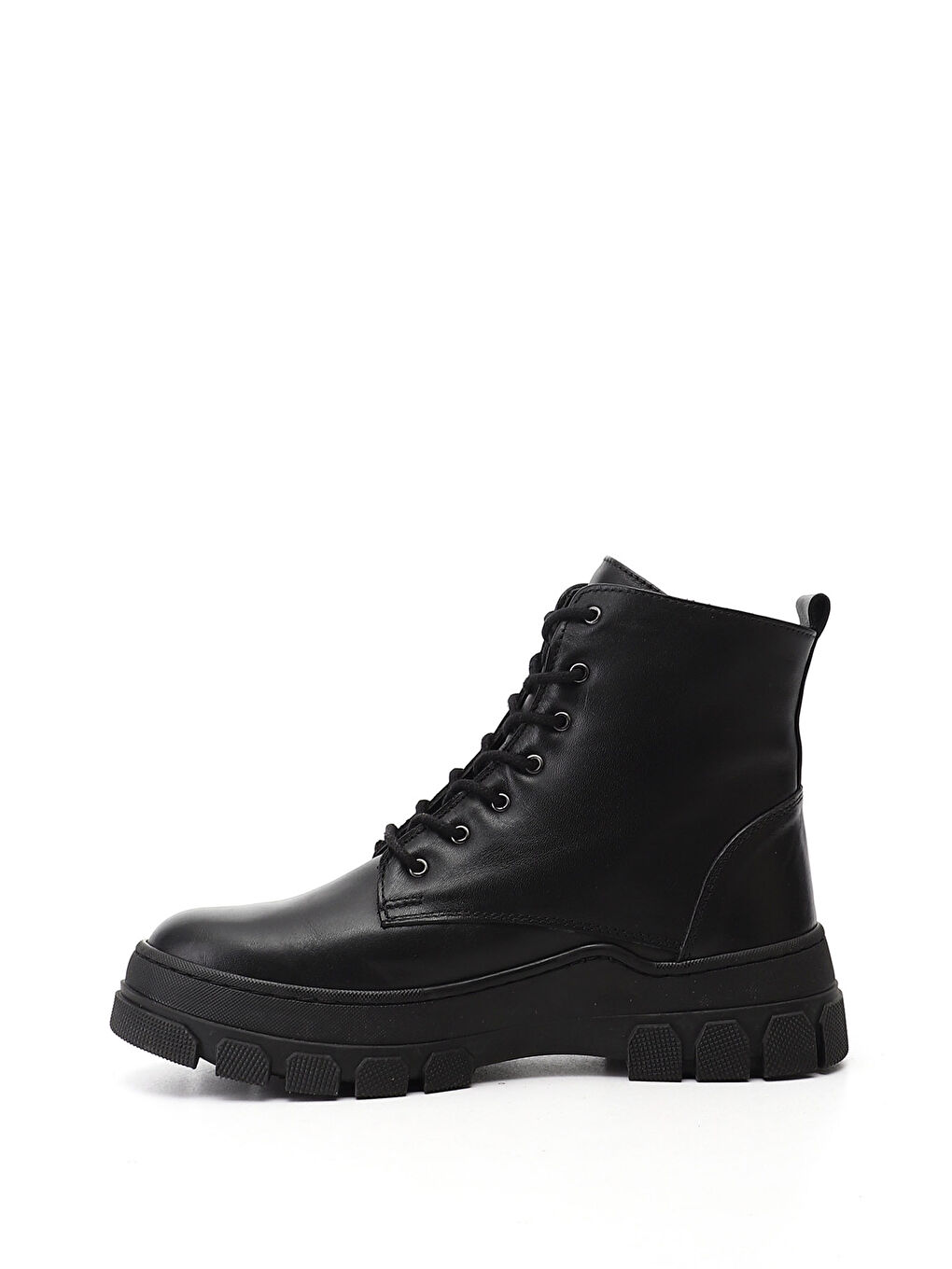 Siyah Kadın SİYAH Fermuarlı Kauçuk Taban Hakiki Deri Postal Bot-2