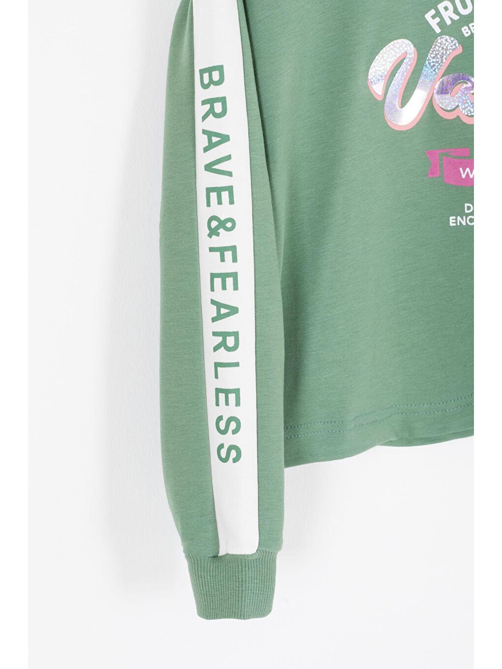 Yeşil Şerit Yazılı Payetli Kız Çocuk Eşofman Takımı 17133-2