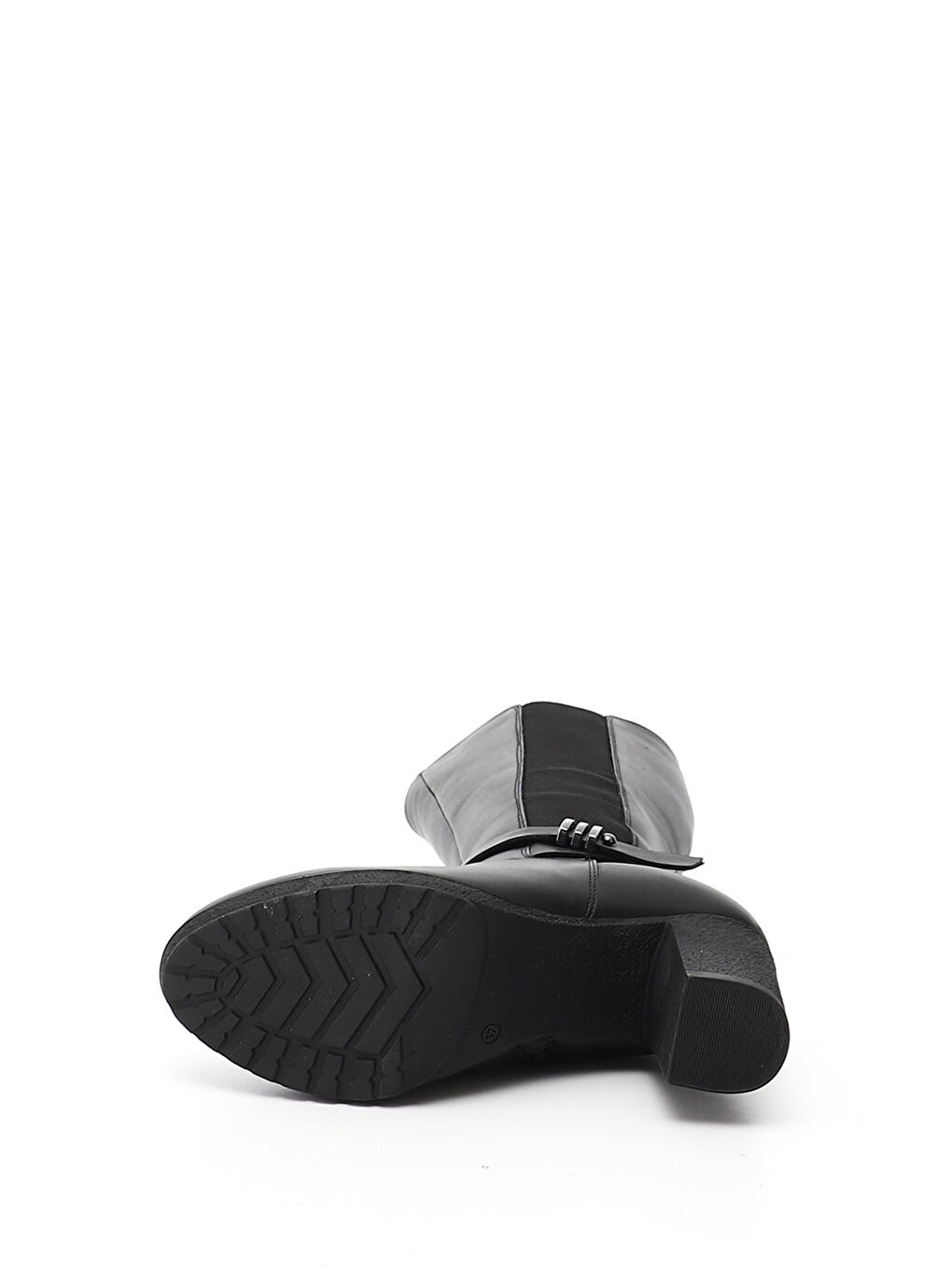 Siyah Kadın SİYAH Fermuarlı Kalın Topuklu Hakiki Deri Çizme-3