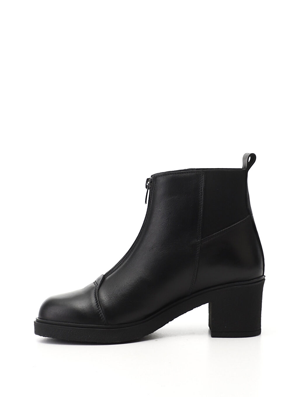 Siyah Kadın SİYAH Fermuarlı Kalın Topuklu Hakiki Deri Bot-2