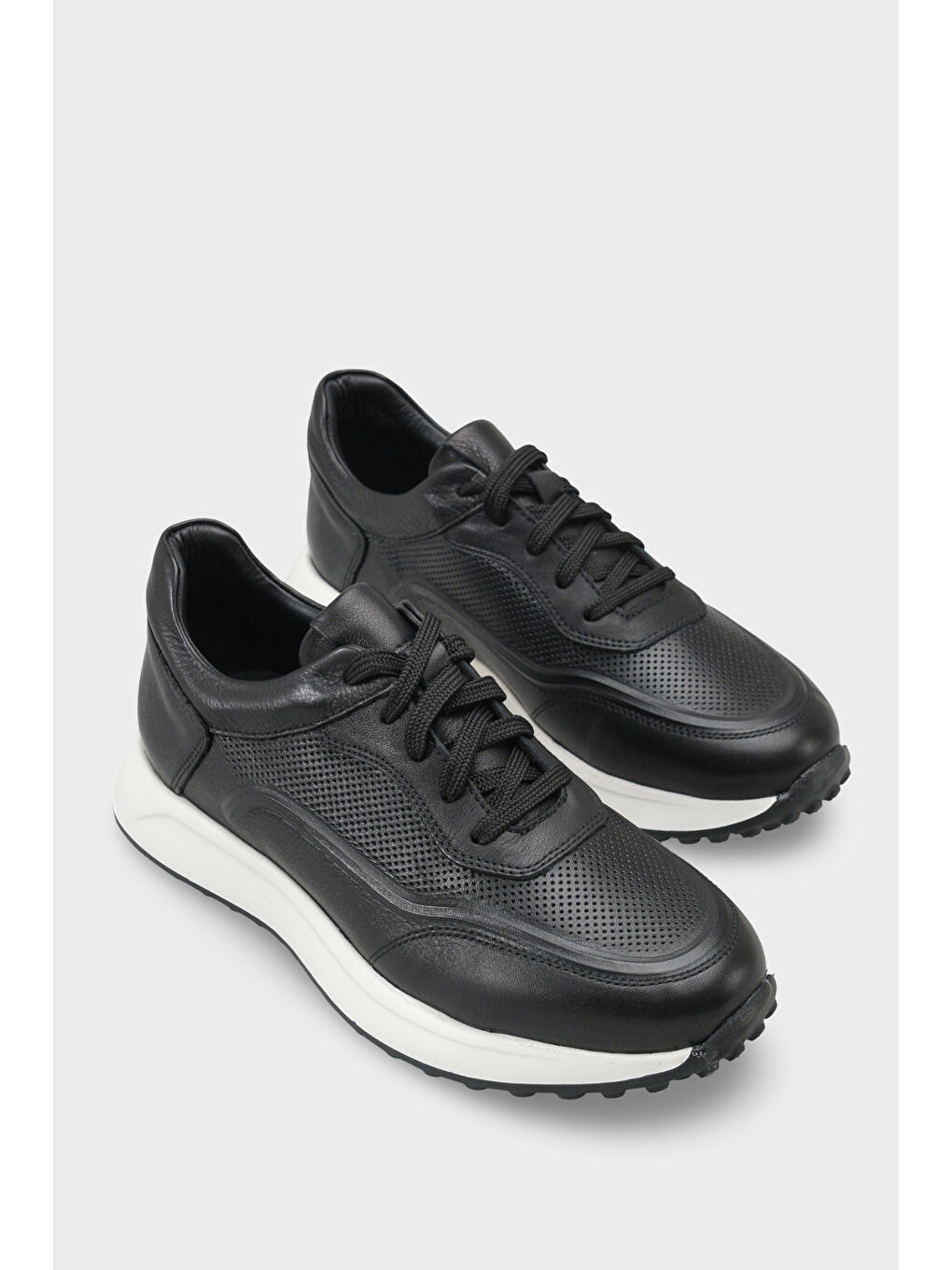Siyah Ramsey Hakiki Deri Erkek Günlük Spor Ayakkabı Sneaker-1