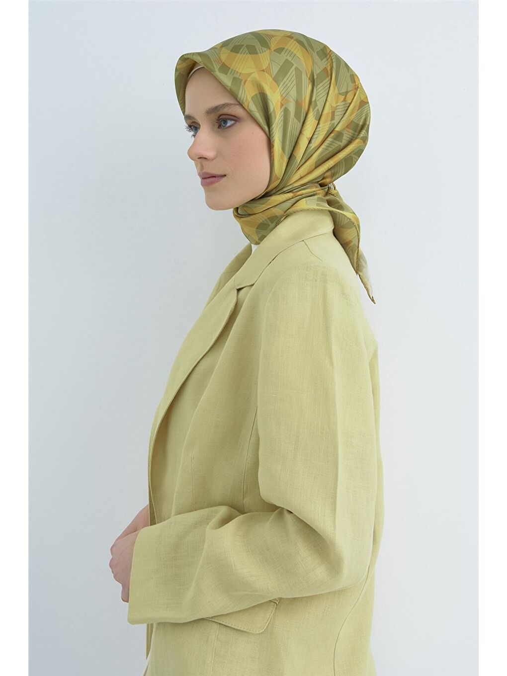 Yeşil Saf İpek Twill Eşarp 9541D 84