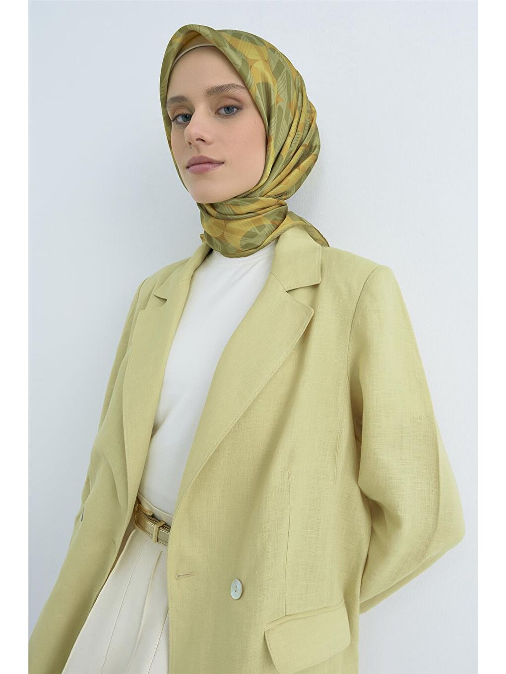 Yeşil Saf İpek Twill Eşarp 9541D 84-1