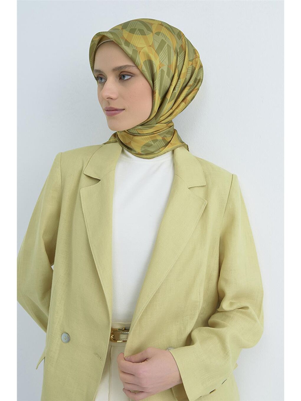 Yeşil Saf İpek Twill Eşarp 9541D 84-2