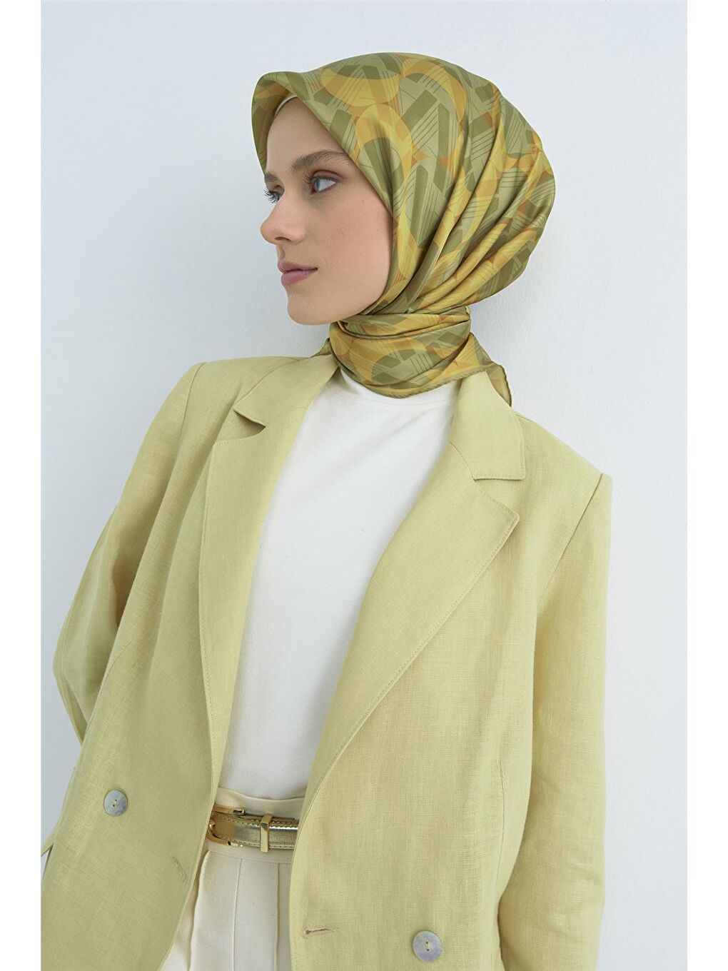 Yeşil Saf İpek Twill Eşarp 9541D 84-3