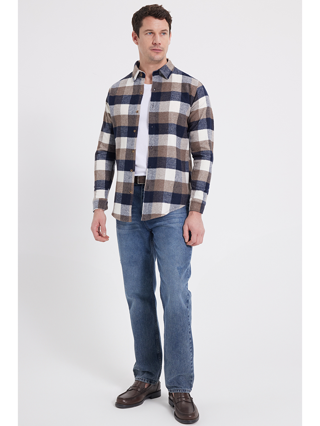 Karışık Erkek Slim Fit Dar Kesim Kareli Kışlık Oduncu Gömlek-2