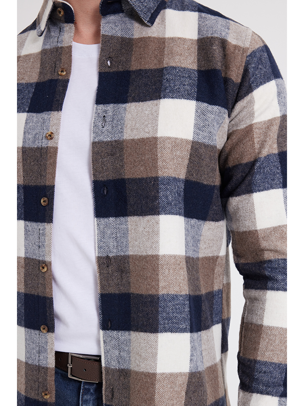 Karışık Erkek Slim Fit Dar Kesim Kareli Kışlık Oduncu Gömlek-3