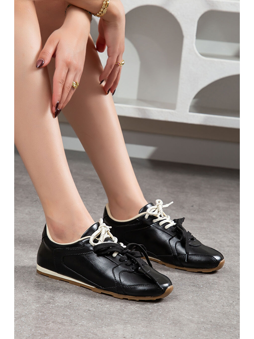 Siyah RS05 Günlük Ortopedik Kadın Sneaker Spor Ayakkabı-3