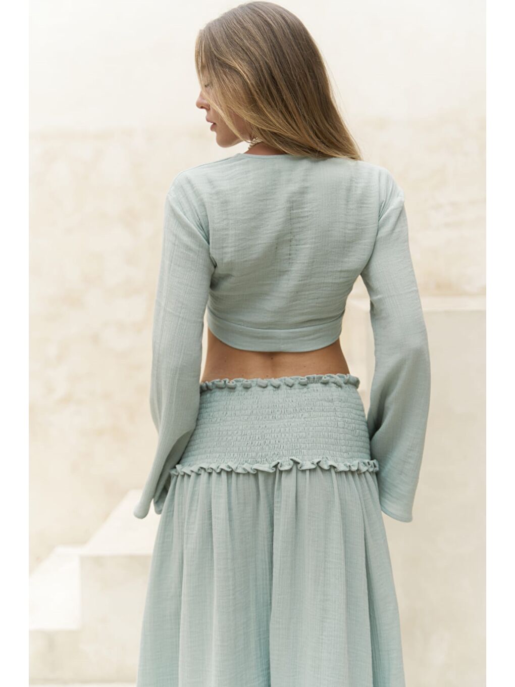 Yeşil Marshanda Çağla Crop Etek Takım-3