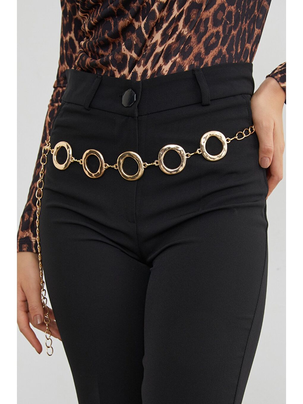 Sarı Halkalı Zincir Metal Kemer