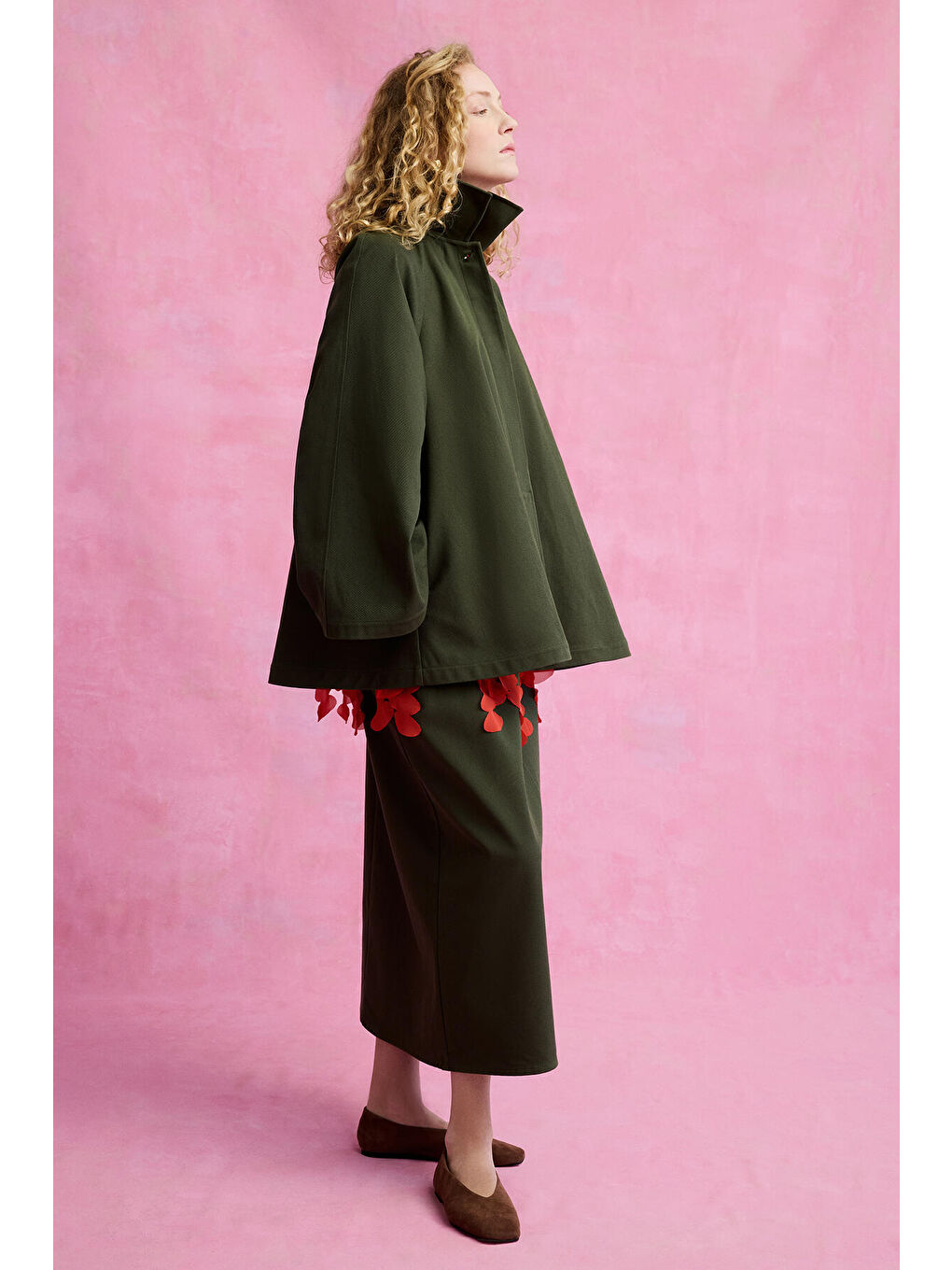 Haki Kısa Gabardin Trençkot