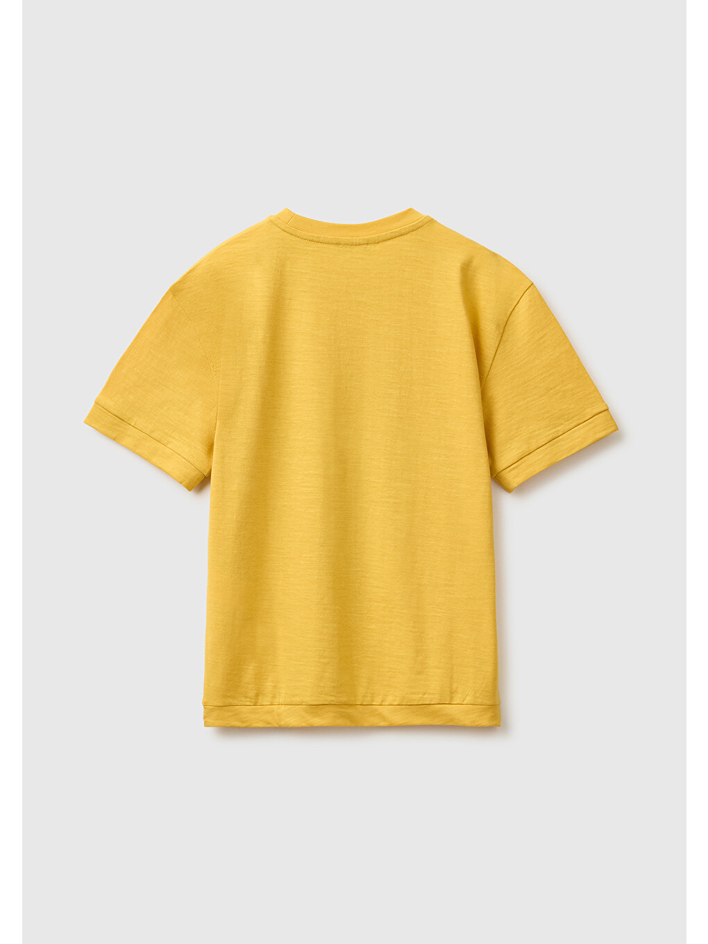 Erkek Çocuk Hardal Sarısı Önü Baskı Detaylı Bisiklet Yaka T-Shirt-1