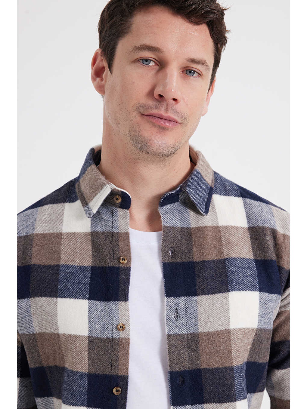 Karışık Erkek Slim Fit Dar Kesim Kareli Kışlık Oduncu Gömlek-6