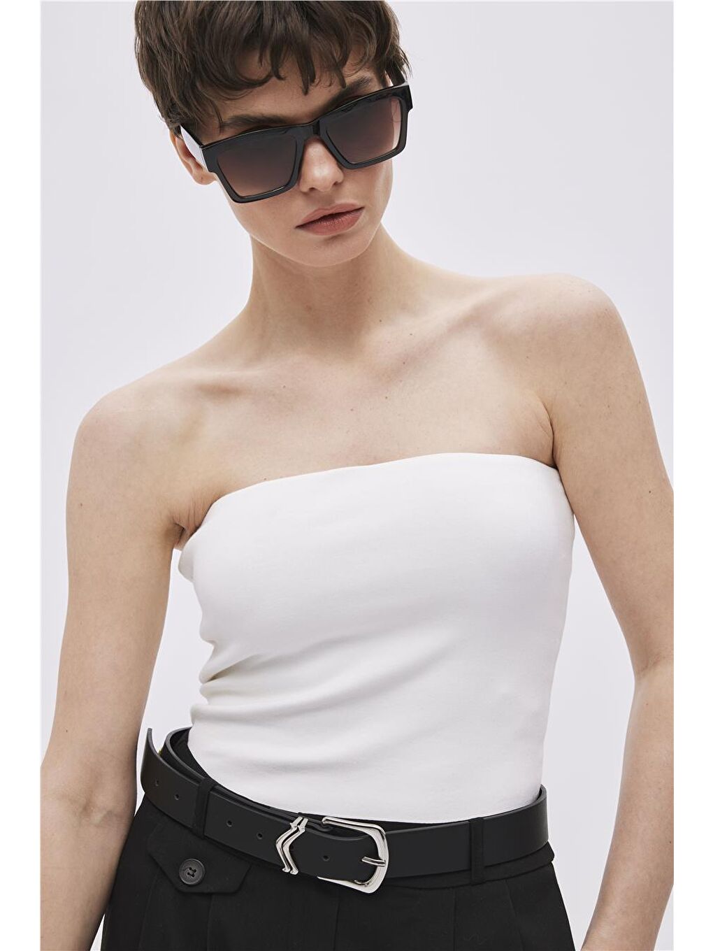 Beyaz Straplez Bluz-2