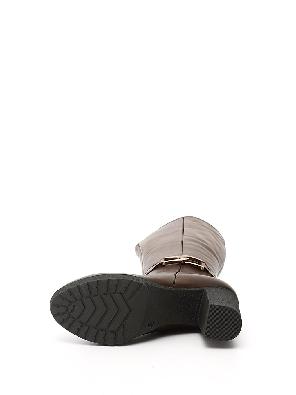 Kahverengi Kadın KAHVERENGİ Fermuarlı Kalın Topuklu Hakiki Deri Çizme-3