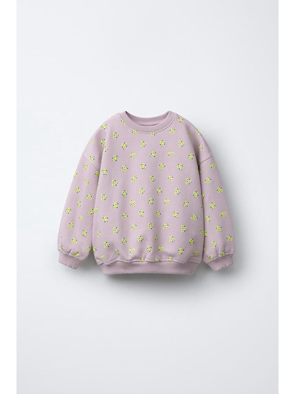 Karışık Kız Çocuk Pamuklu Lila Çiçek Desenli Sweatshirt Ve Tayt Takım-2