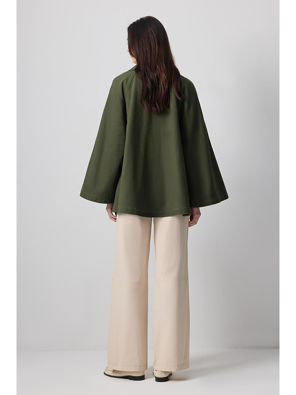 Haki Kısa Gabardin Trençkot-5