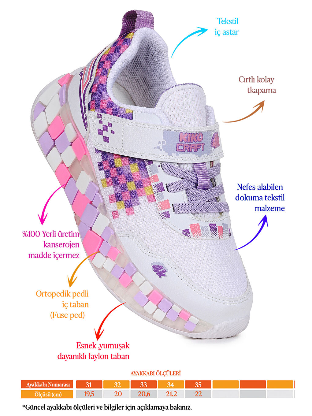 Beyaz Jenks Craft Cırtlı Kız Çocuk Spor Ayakkabı-1