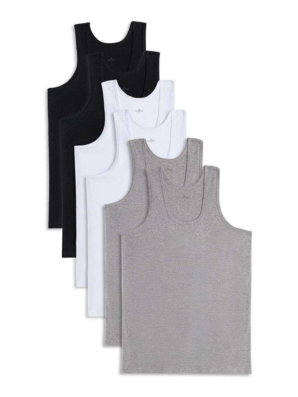 Karışık 6 Adet Compact Penye Siyah-Beyaz-Gri Erkek Atlet Pamuklu Standart Fit Normal Kesim 6'Lı Paket