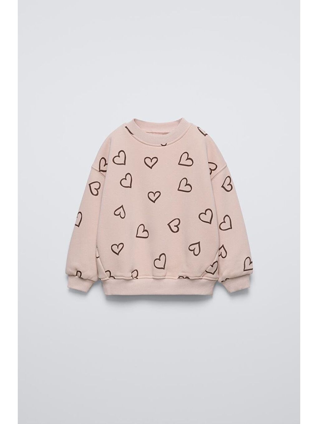 Kız Çocuk Pamuklu Pembe Kalp Desenli Sweatshirt Ve Eşofman Altı Takım-3