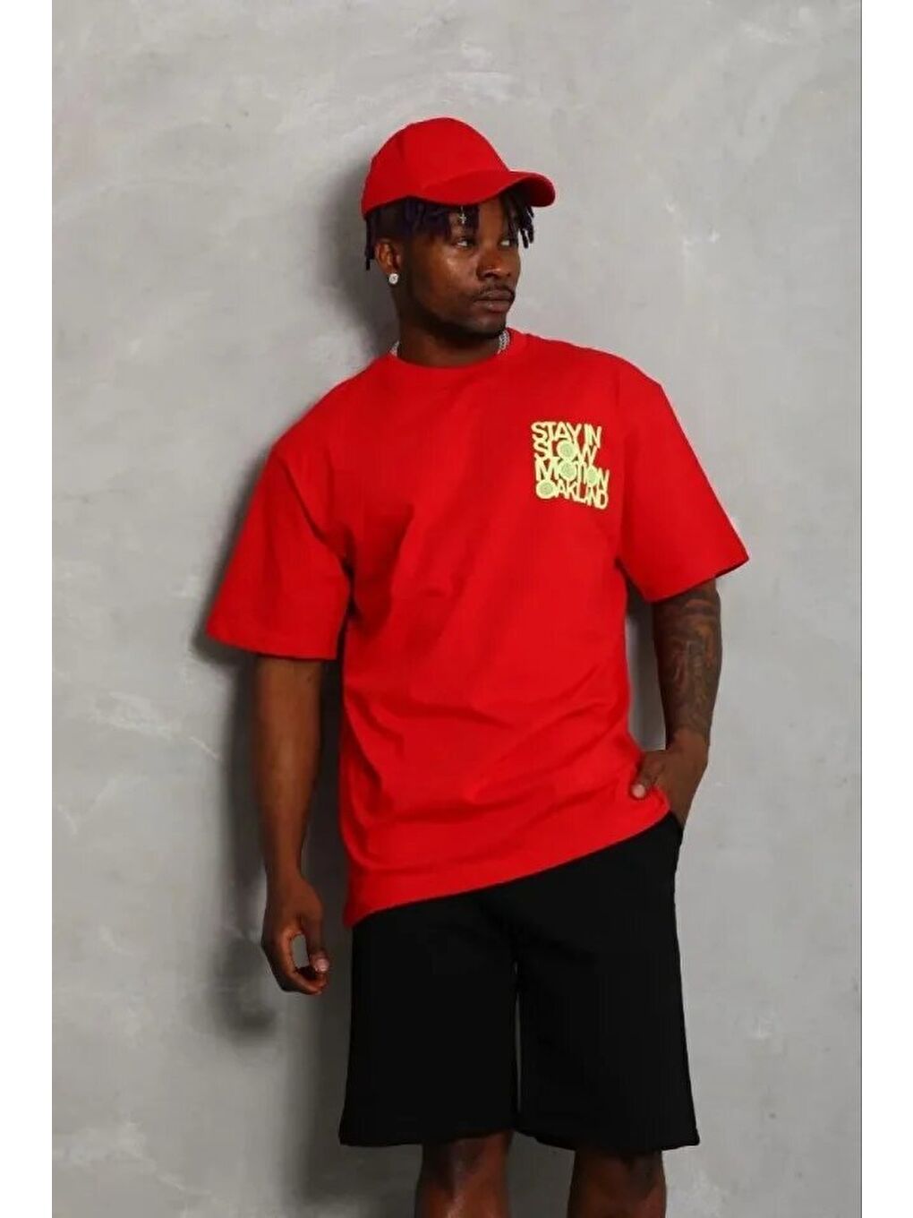 Kırmızı Erkek Baskılı Tişört-2