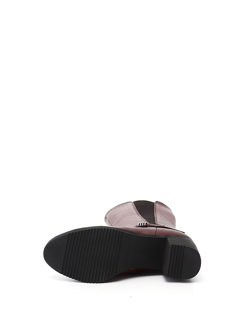 Bordo Kadın KOYU BORDO Fermuarlı Kalın Topuklu Hakiki Deri Çizme-3