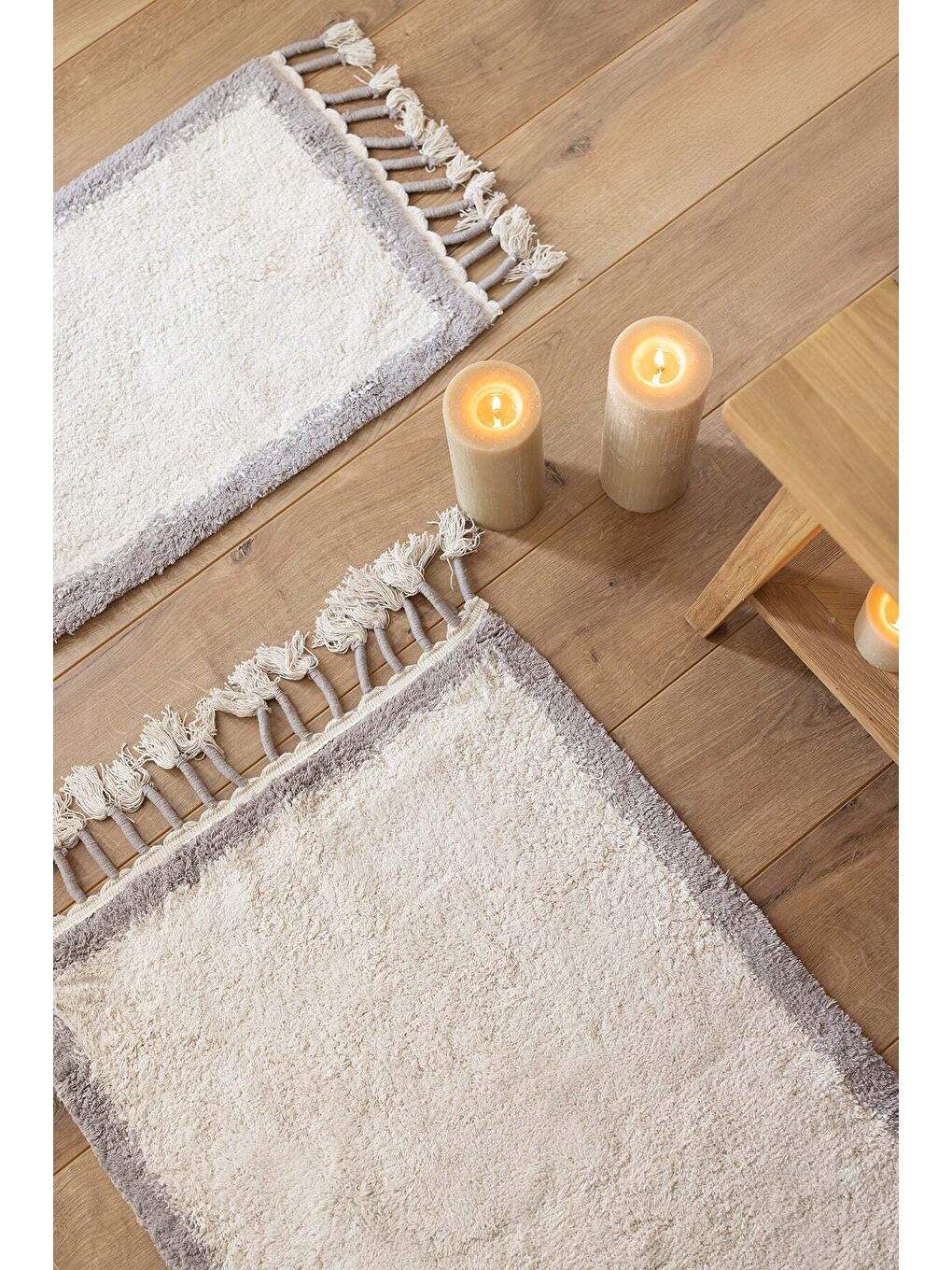 Root 2’li Takım Banyo Paspası Bambu 40x60+60x90 cm Koyu Gri-1