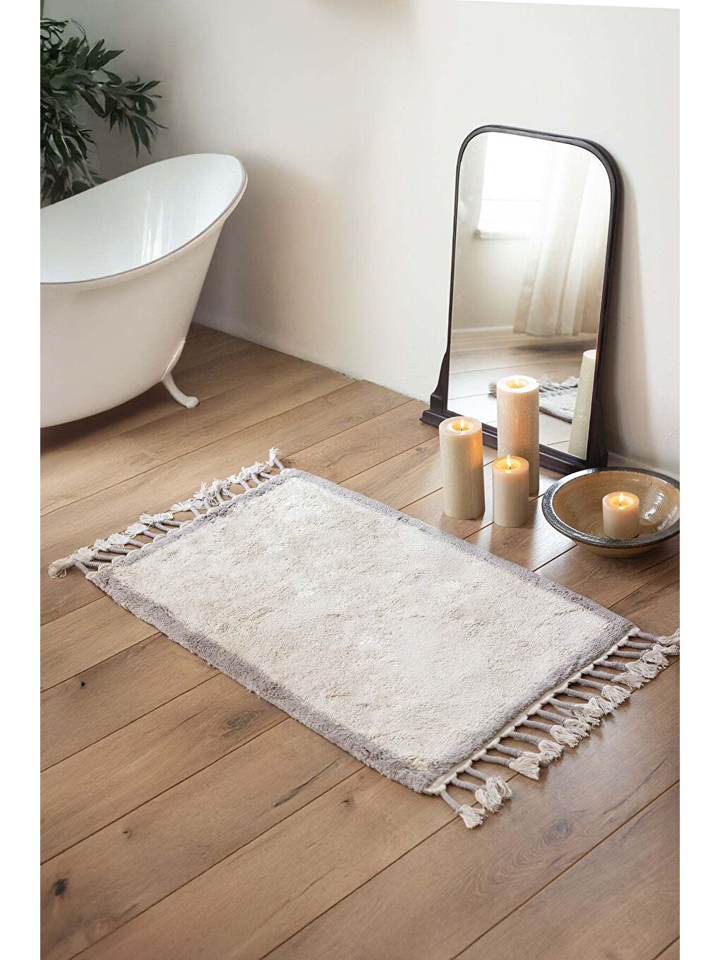 Root Tekli Banyo Paspası Bambu 50x80 cm Koyu Gri