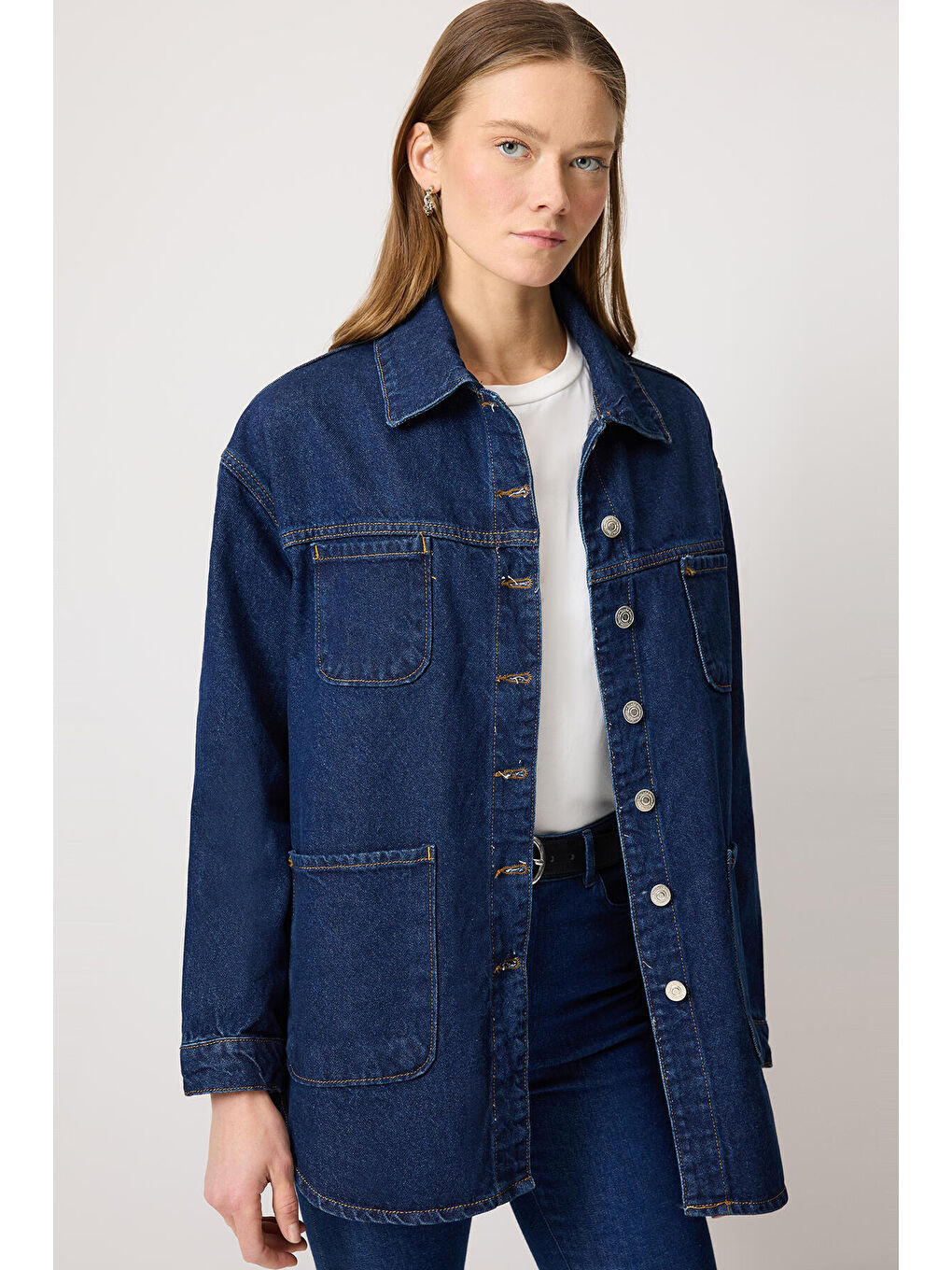 Mavi Cepli Denim Ceket-3