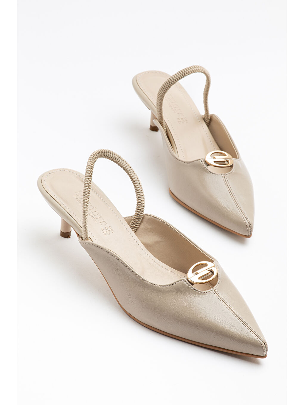 Bej D0519 Günlük Ortopedik Kadın Klasik Topuklu Ayakkabı