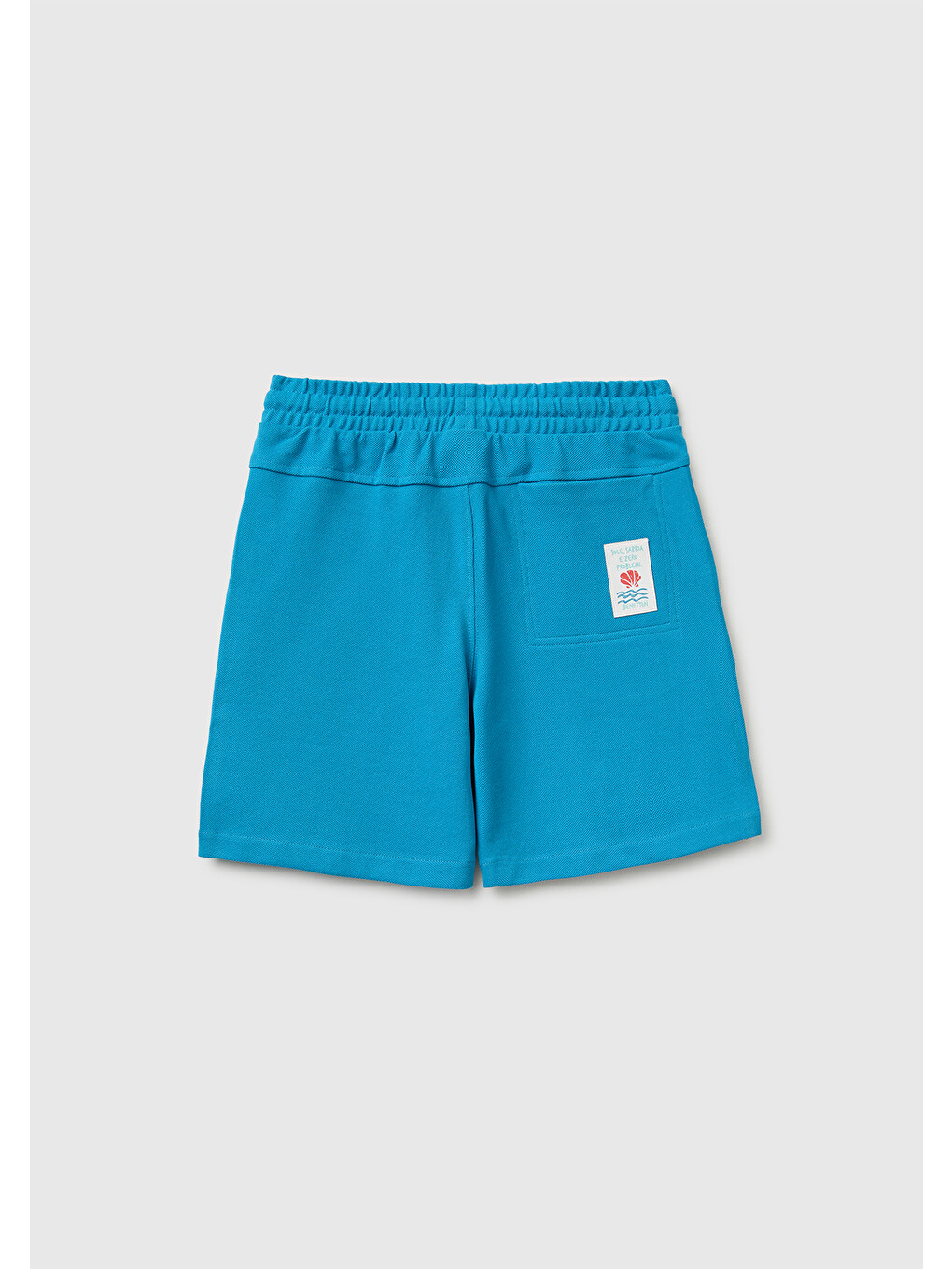 Erkek Çocuk Mavi Beli Lastikli Relaxed Fit Bermuda Şort-1