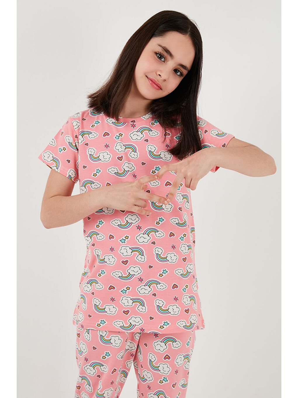 Lela Pembe % 100 Pamuk Bisiklet Yaka Kısa Kollu Pijama Takımı 6651004 - 4