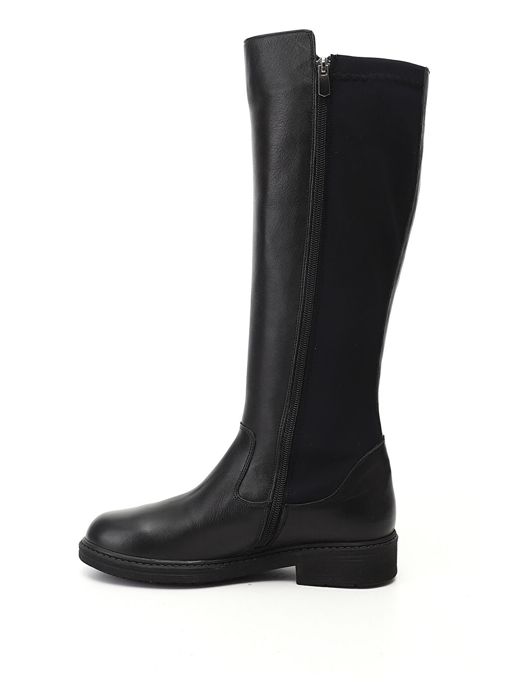 Siyah Kadın SİYAH Fermuarlı Kauçuk Taban Hakiki Deri Çizme-2