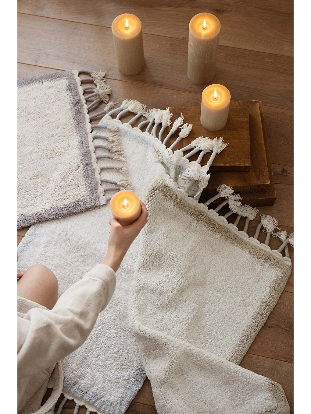 Root Tekli Banyo Paspası Bambu 50x80 cm Koyu Gri-1