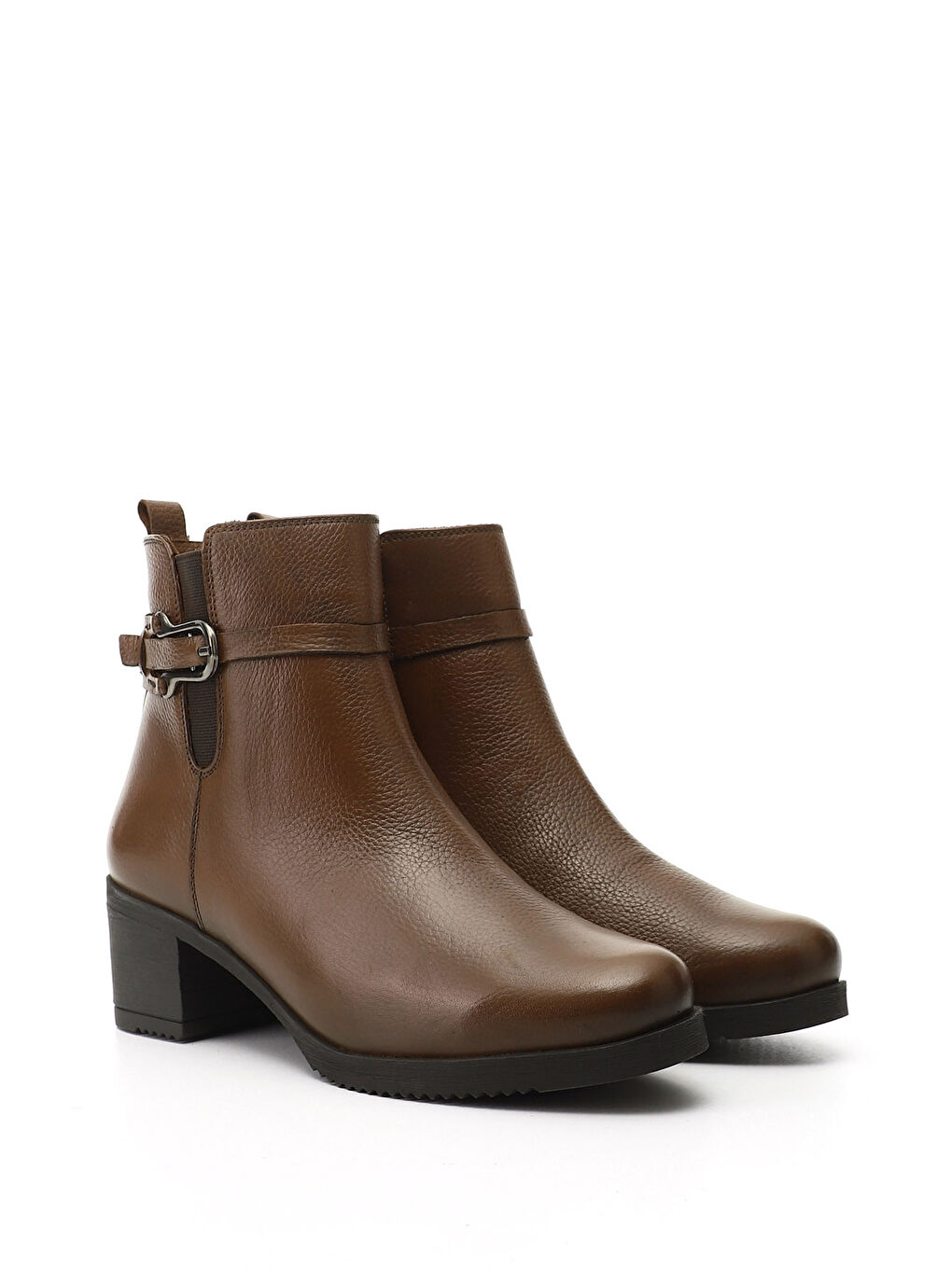 Sarı Kadın CAMEL-KAHVERENGİ Fermuarlı Kalın Topuklu Hakiki Deri Bot-1