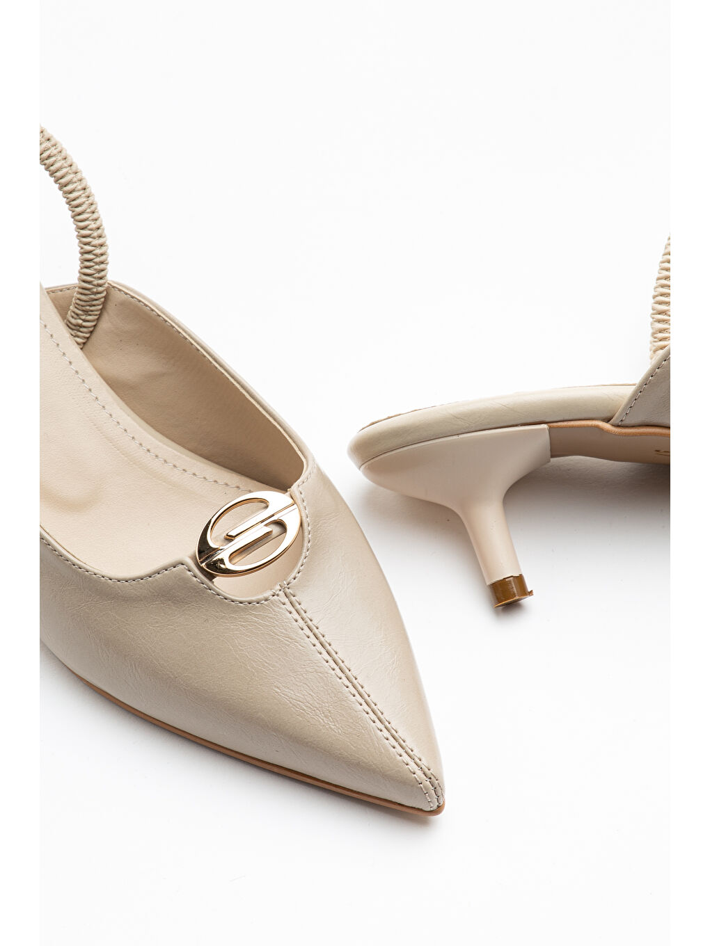 Bej D0519 Günlük Ortopedik Kadın Klasik Topuklu Ayakkabı-1