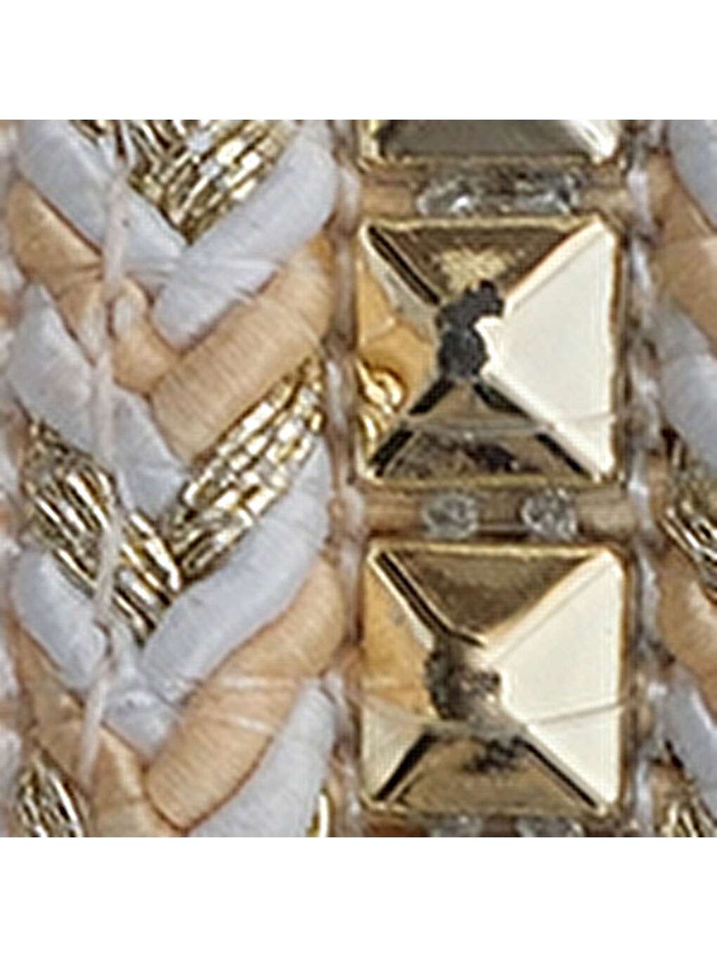 Beyaz Kourtney Düz Topuklu Küt Burunlu Metal Aksesuarlı Hasır Kadın Terlik-6